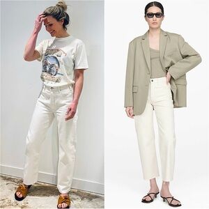 NWT ANINE BING Ivory Cotton Hemp Denim Relaxed Straight Leg Boyfriend Jean 31